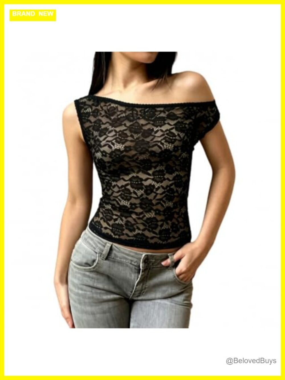 Sheer Lace Off Shoulder Crop Top Short Sleeve Mesh Club Rave